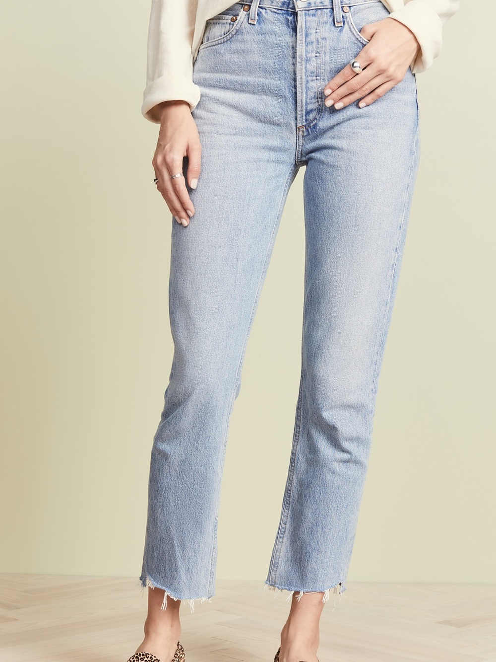 AGOLDE Riley High Rise Straight Crop Jeans - Zephyr Wash